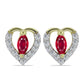 Pendientes de Plata Bañada en Oro con Rubí de Madagascar y Topacio Blanco
