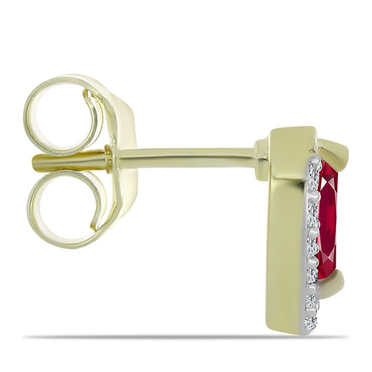 Pendientes de Plata Bañada en Oro con Rubí de Madagascar y Topacio Blanco