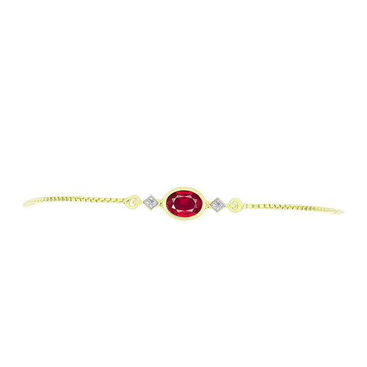 Pulsera de Plata Bañada en Oro con Rubí de Madagascar y Topacio Blanco