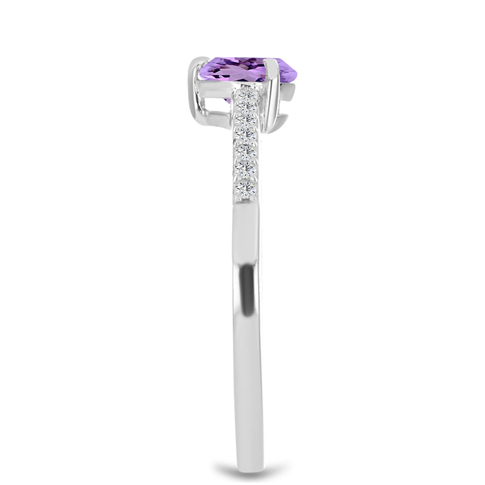Anillo de Plata con Amatista Rosa de Francia y Topacio Blanco