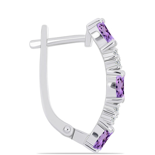 Pendientes de Plata con Amatista Rosa de Francia y Topacio Blanco