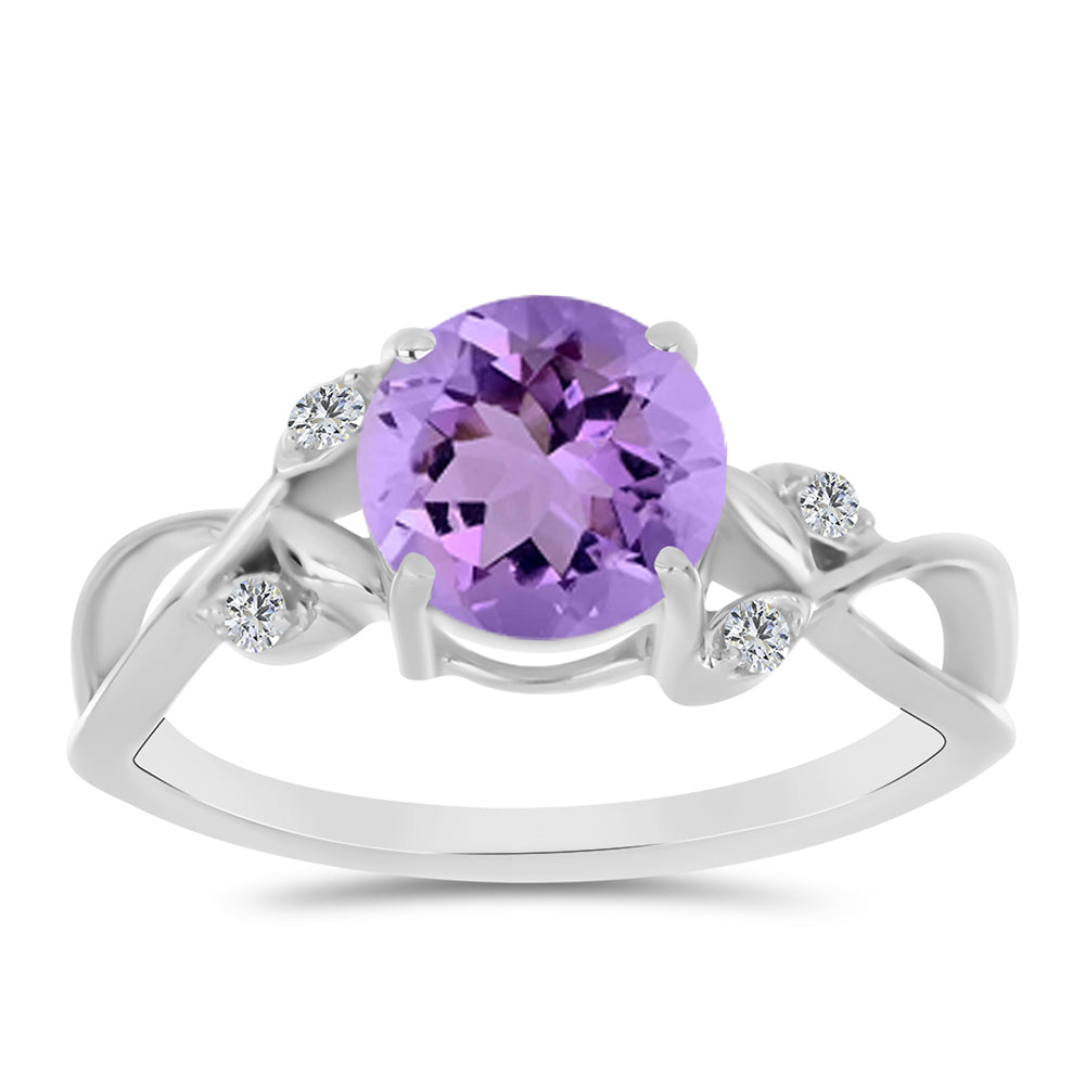 Anillo de Plata con Amatista Rosa de Francia y Topacio Blanco