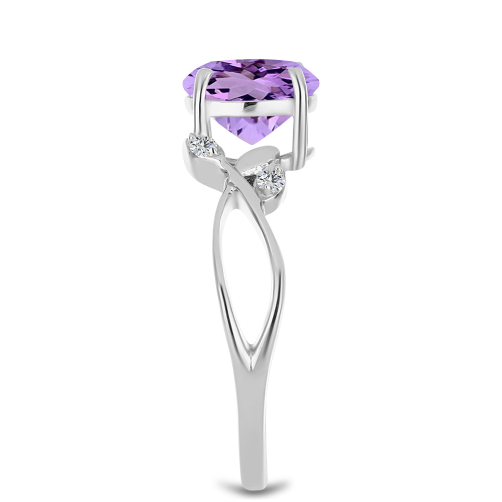 Anillo de Plata con Amatista Rosa de Francia y Topacio Blanco