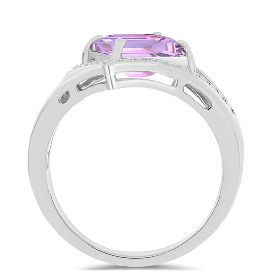 Anillo de Plata con Amatista Rosa de Francia y Topacio Blanco