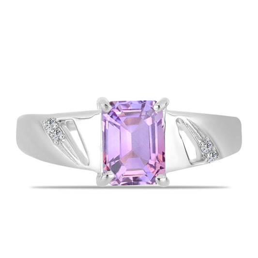 Anillo de Plata con Amatista Rosa de Francia y Topacio Blanco