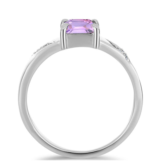Anillo de Plata con Amatista Rosa de Francia y Topacio Blanco