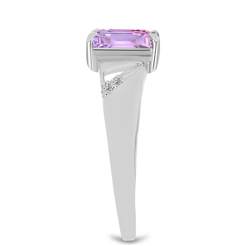 Anillo de Plata con Amatista Rosa de Francia y Topacio Blanco 4 