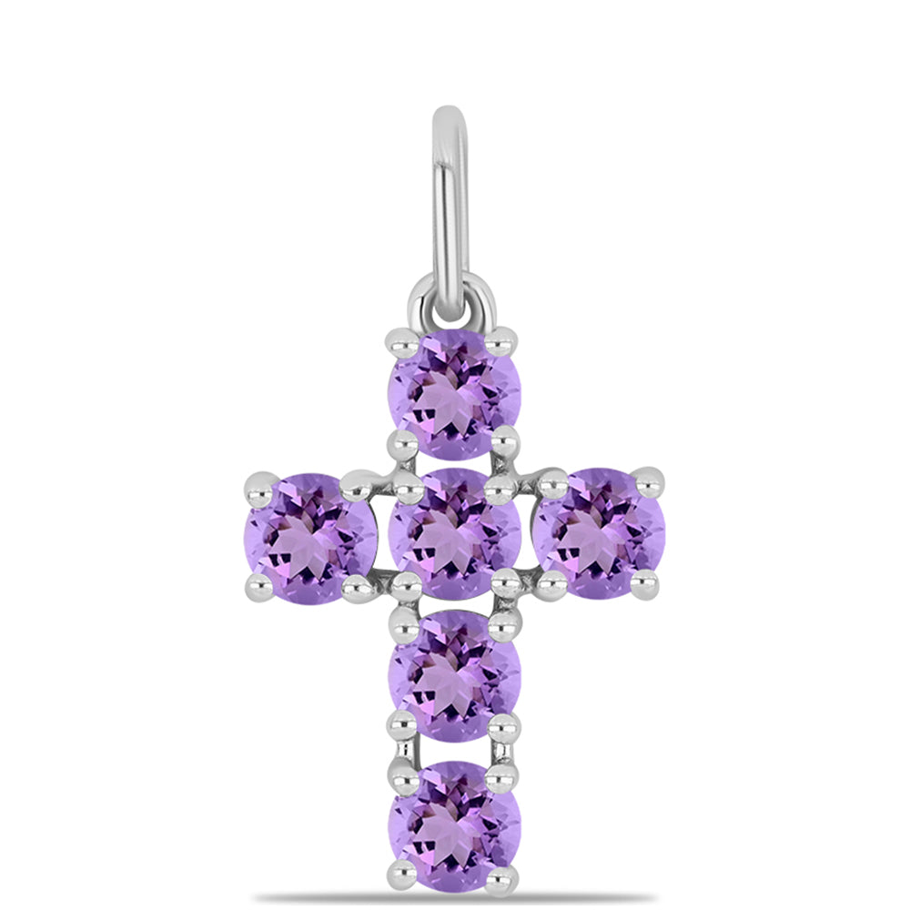Cruz Colgante de Plata con Amatista Rosa de Francia 1 