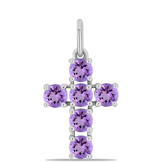 Cruz Colgante de Plata con Amatista Rosa de Francia