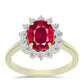 Anillo de Plata Bañada en Oro con Rubí de Madagascar y Topacio Blanco