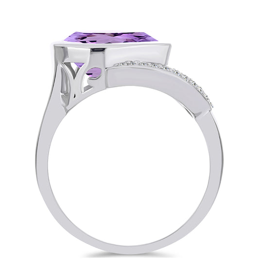 Anillo de Plata con Amatista Rosa de Francia y Topacio Blanco