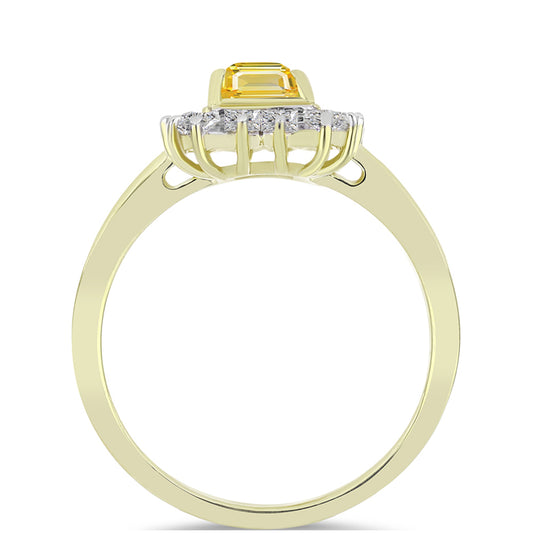 Anillo de Plata Bañada en Oro con Zafiro Amarillo Rosebery y Topacio Blanco