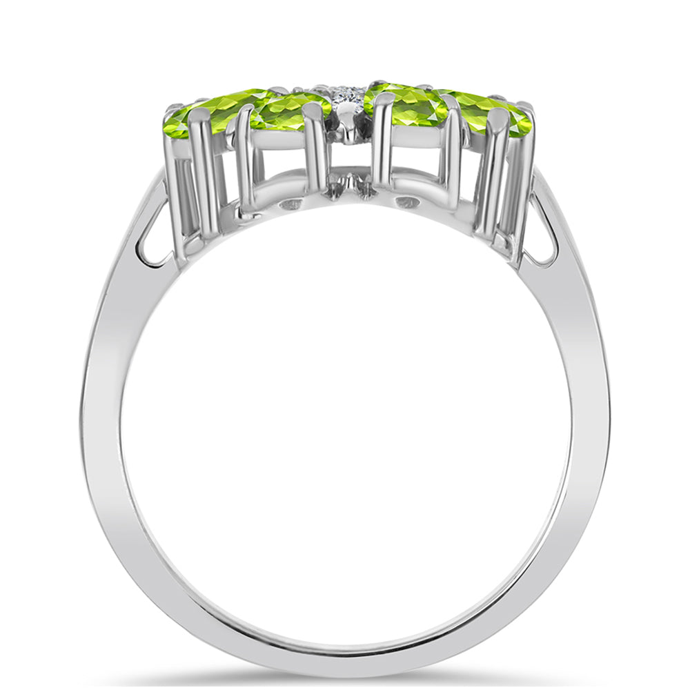 Anillo de Plata con Peridoto de Changbai y Topacio Blanco 2 