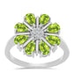 Anillo de Plata con Peridoto de Changbai y Topacio Blanco