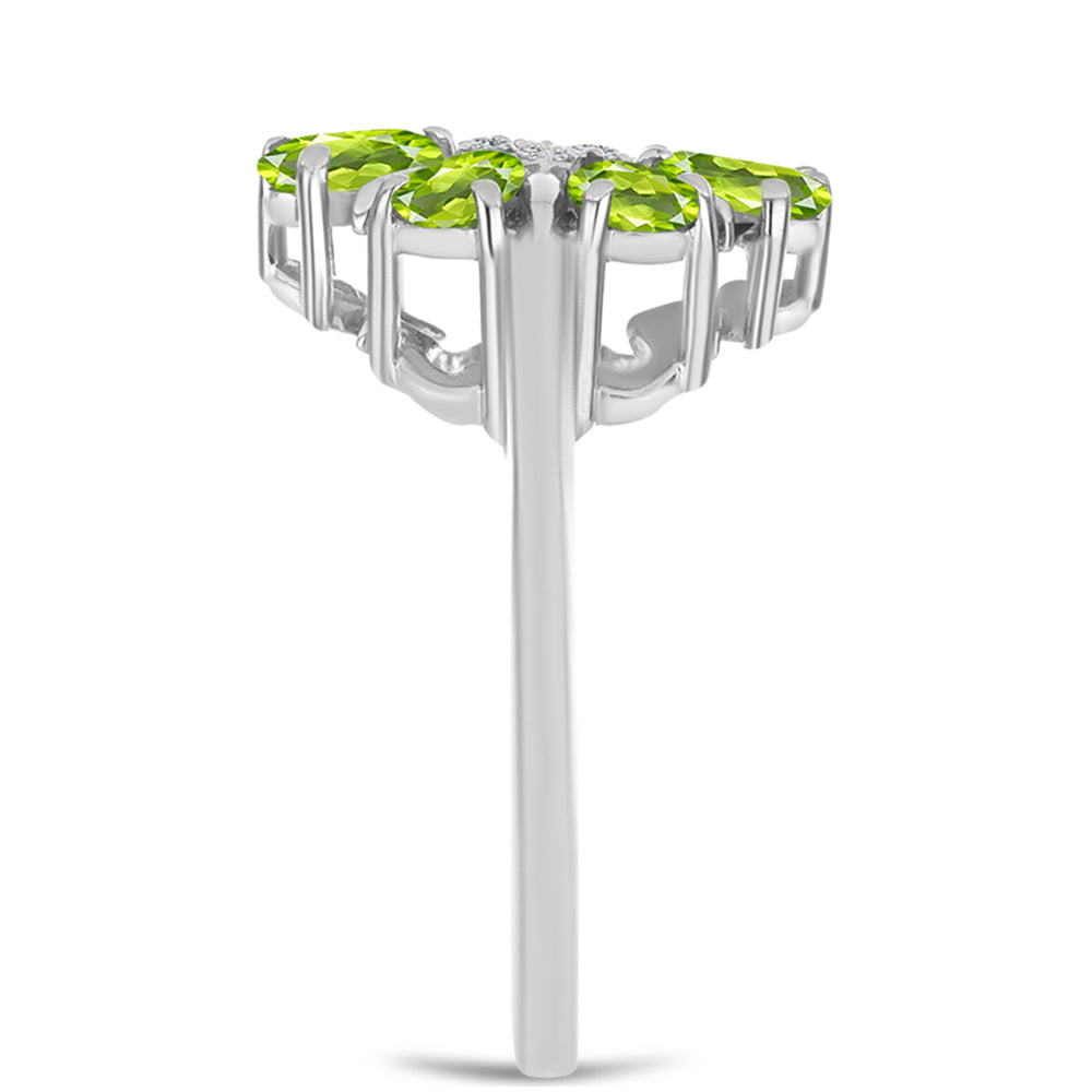 Anillo de Plata con Peridoto de Changbai y Topacio Blanco