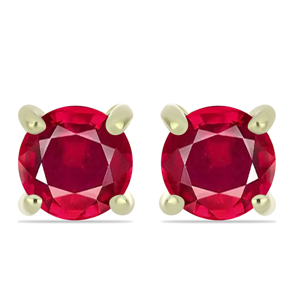Pendientes de Plata Bañada en Oro con Rubí de Madagascar 1 