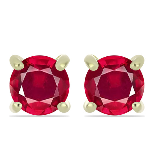 Pendientes de Plata Bañada en Oro con Rubí de Madagascar