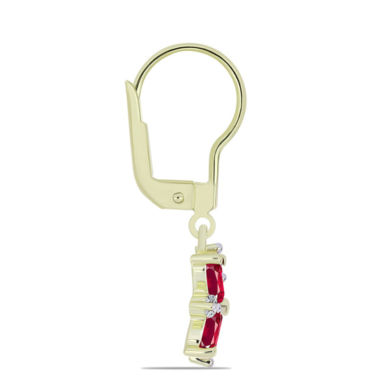 Pendientes de Plata Bañada en Oro con Rubí de Madagascar y Topacio Blanco