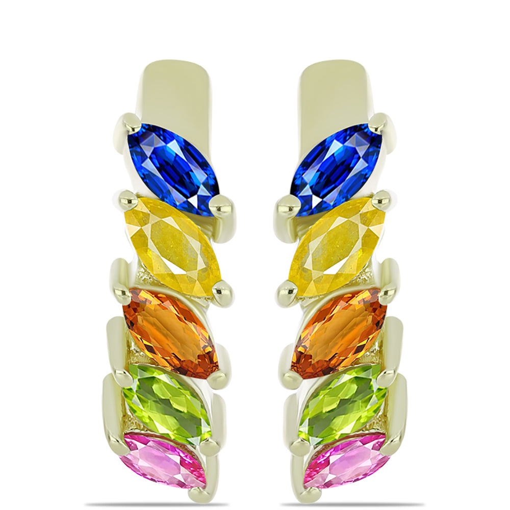 Pendientes de Plata Bañada en Oro con Zafiro Arco Iris Rosebery 1 