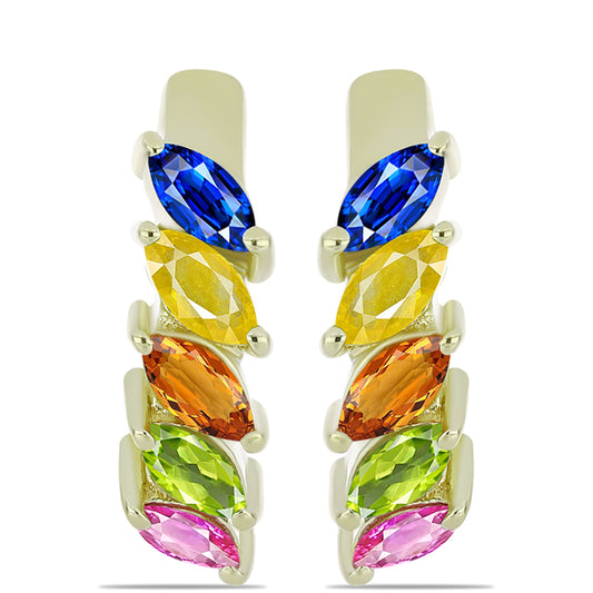 Pendientes de Plata Bañada en Oro con Zafiro Arco Iris Rosebery