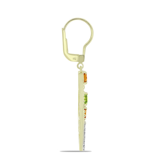 Pendientes de Plata Bañada en Oro con Zafiro Arco Iris Rosebery y Topacio Blanco