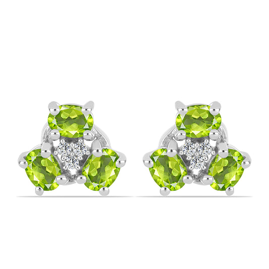 Pendientes de Plata con Peridoto de Changbai y Topacio Blanco