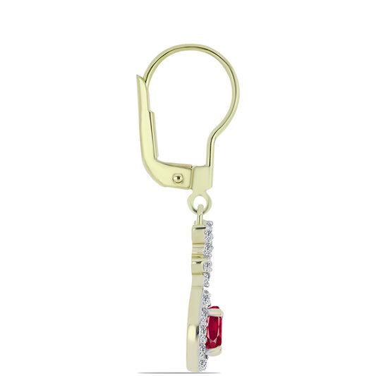 Pendientes de Plata Bañada en Oro con Rubí de Madagascar y Topacio Blanco