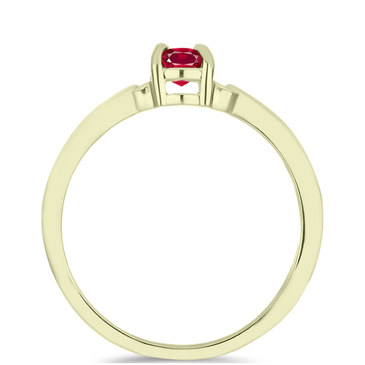 Anillo de Plata Bañada en Oro con Rubí de Madagascar