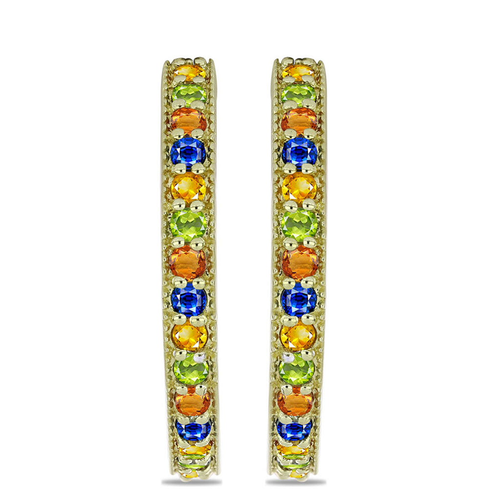 Pendientes de Plata Bañada en Oro con Zafiro Arco Iris Rosebery