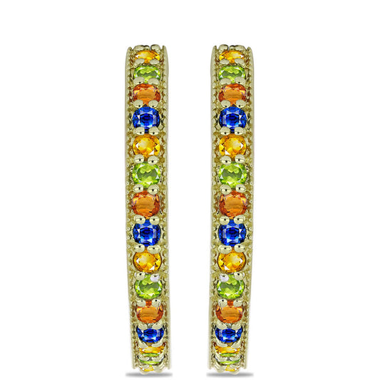 Pendientes de Plata Bañada en Oro con Zafiro Arco Iris Rosebery