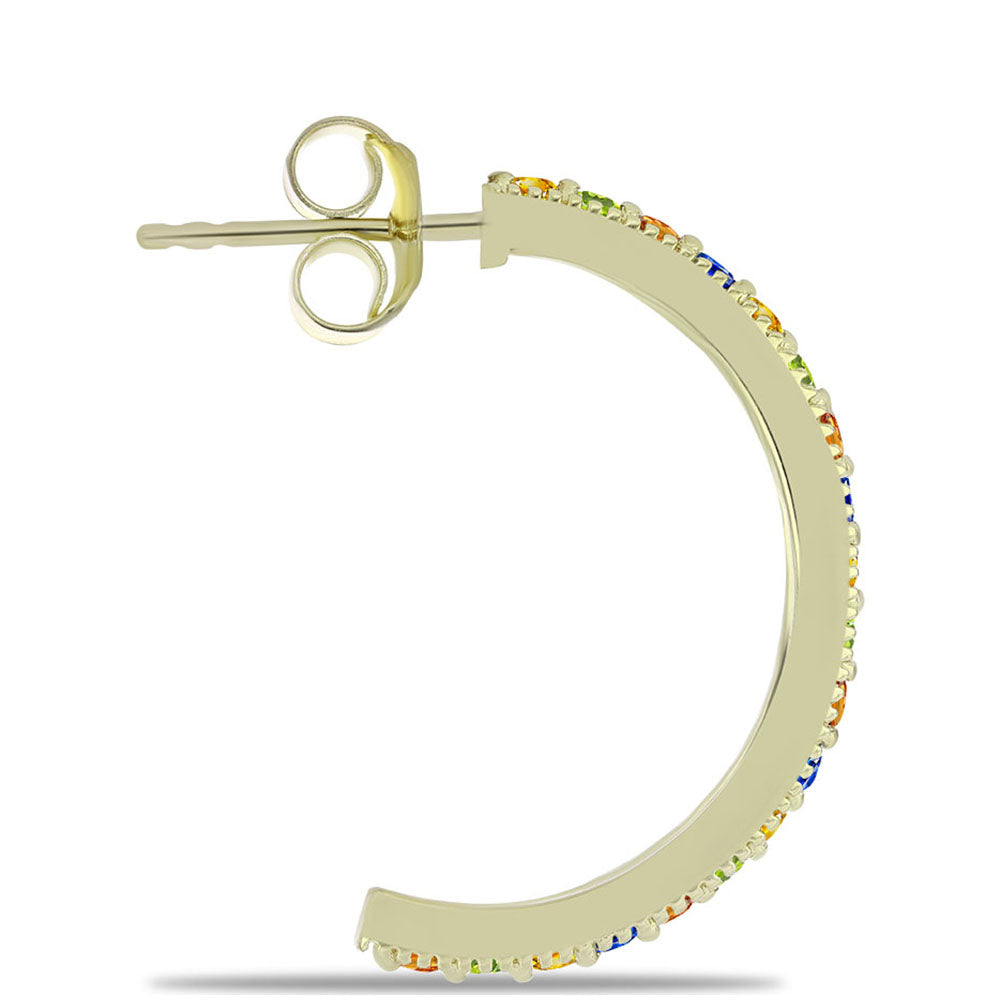 Pendientes de Plata Bañada en Oro con Zafiro Arco Iris Rosebery 2 