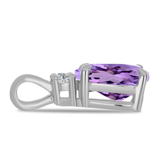 Colgante de Plata con Amatista Rosa de Francia y Topacio Blanco