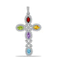 Cruz Conjunto de Plata con Amatista Rosa de Francia y Citrino de los Montes Urales ( Pulsera +Colgante )