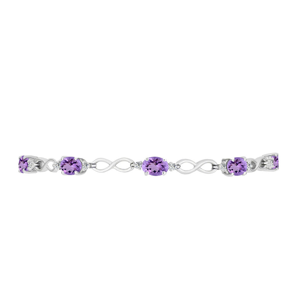 Pulsera de Plata con Amatista Rosa de Francia y Topacio Blanco