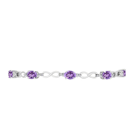 Pulsera de Plata con Amatista Rosa de Francia y Topacio Blanco