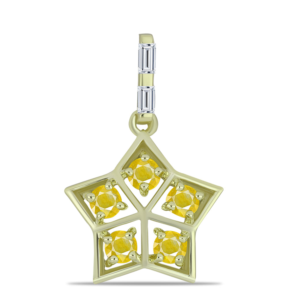 Colgante de Plata Bañada en Oro con Zafiro Amarillo Rosebery y Zircón Blanco 1 