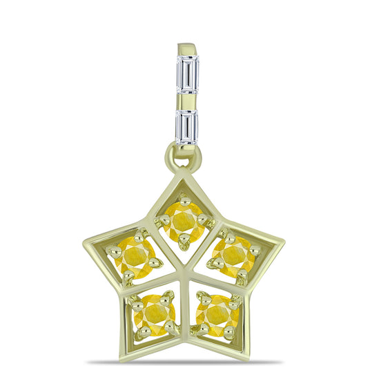 Colgante de Plata Bañada en Oro con Zafiro Amarillo Rosebery y Zircón Blanco