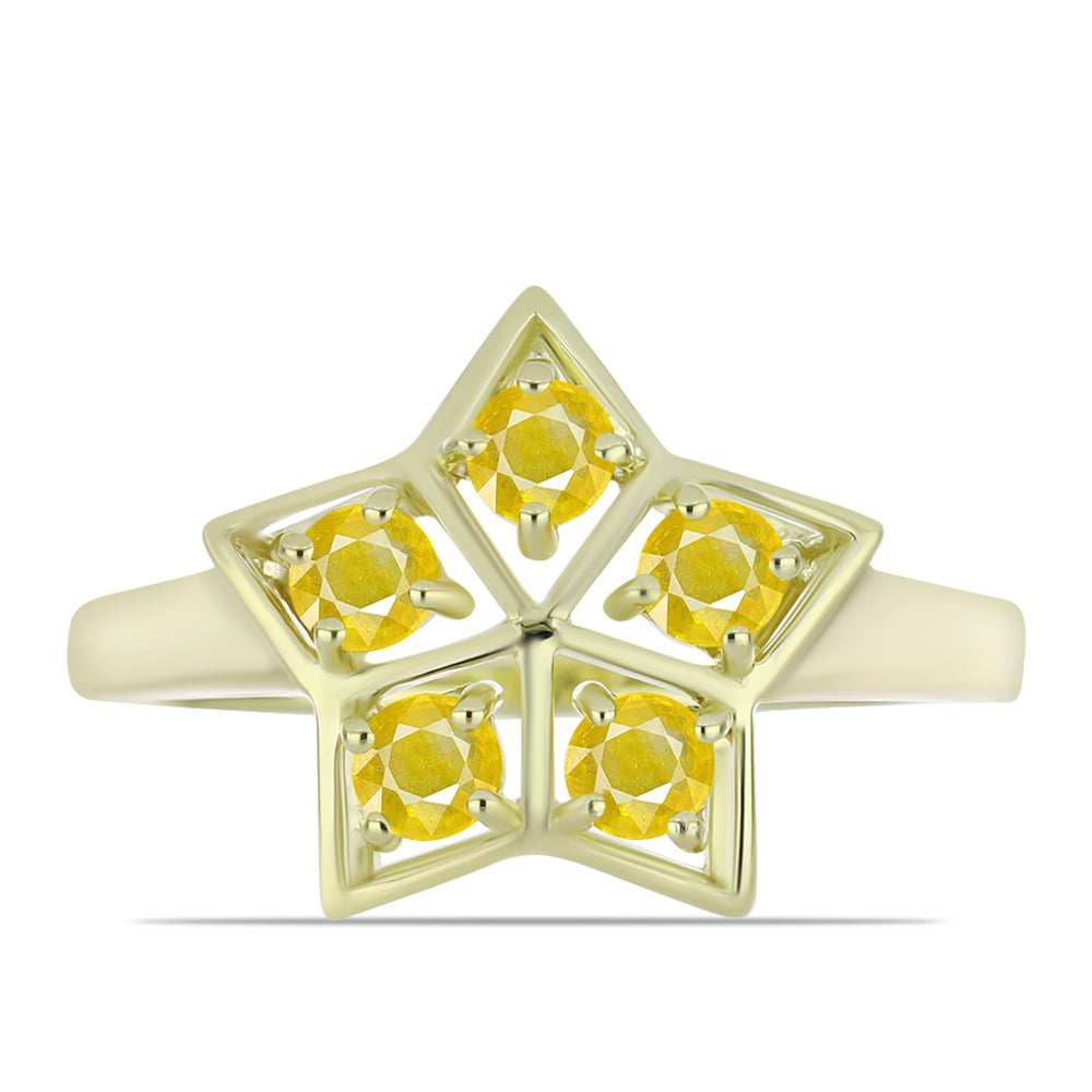 Anillo de Plata Bañada en Oro con Zafiro Amarillo Rosebery 1 
