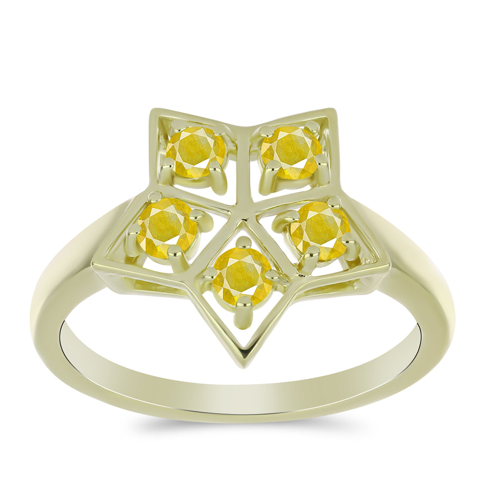 Anillo de Plata Bañada en Oro con Zafiro Amarillo Rosebery 3 