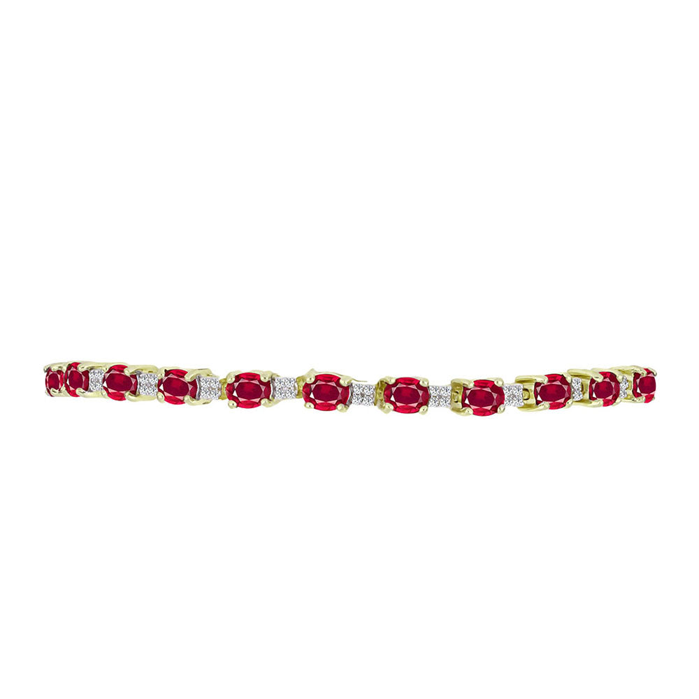 Pulsera de Plata Bañada en Oro con Rubí de Madagascar y Topacio Blanco 2 