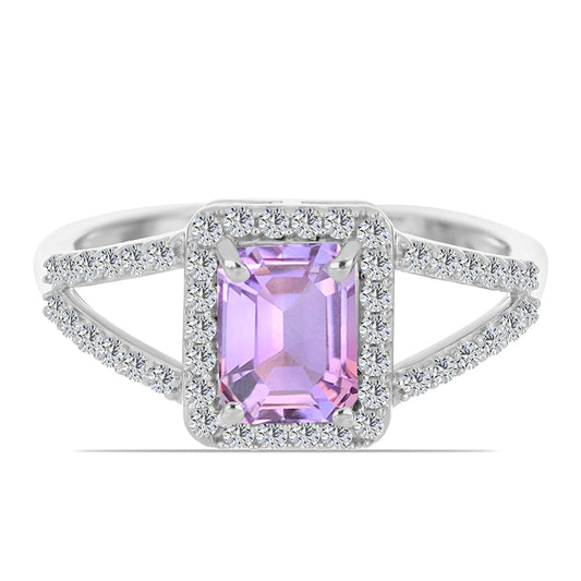 Anillo de Plata con Amatista Rosa de Francia y Topacio Blanco