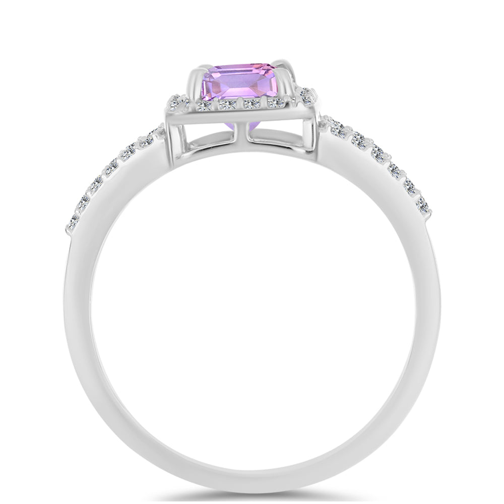 Anillo de Plata con Amatista Rosa de Francia y Topacio Blanco 2 