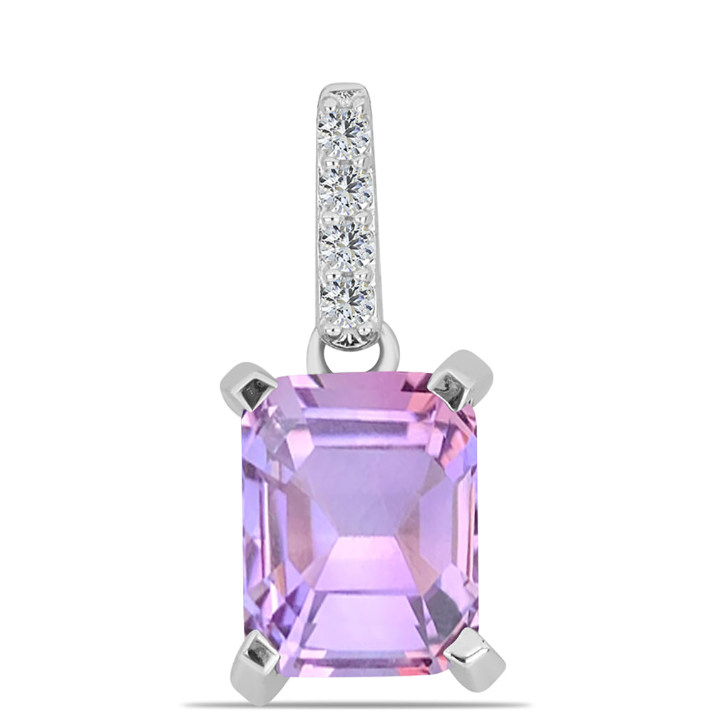 Colgante de Plata con Amatista Rosa de Francia y Topacio Blanco 1 