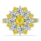 Anillo de Plata Bañada en Oro con Zafiro Amarillo Rosebery y Topacio Blanco