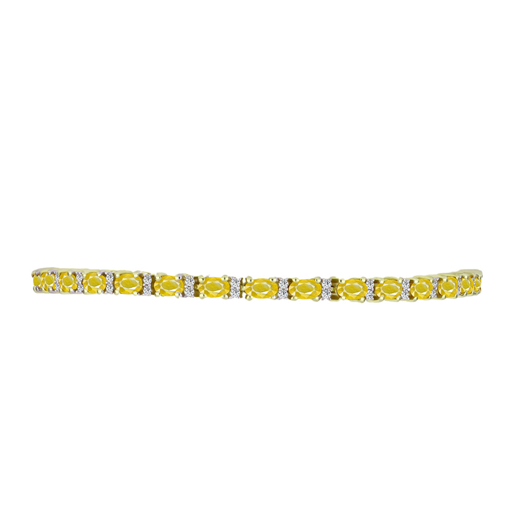 Pulsera de Plata Bañada en Oro con Zafiro Amarillo Rosebery y Topacio Blanco 2 