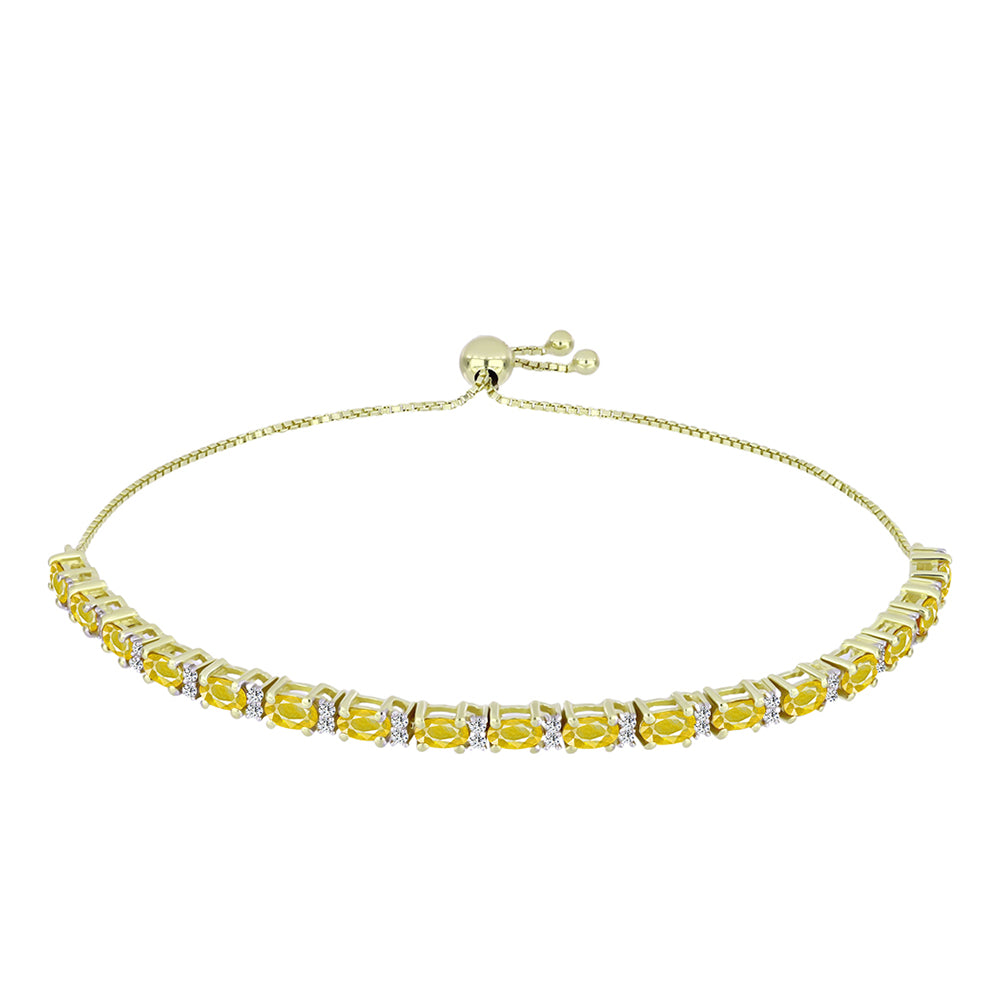 Pulsera de Plata Bañada en Oro con Zafiro Amarillo Rosebery y Topacio Blanco