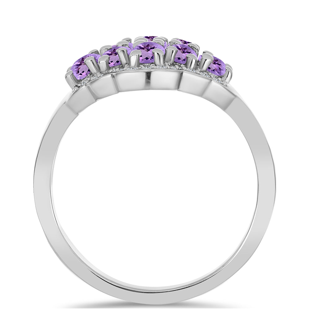 Anillo de Plata con Amatista Rosa de Francia y Topacio Blanco