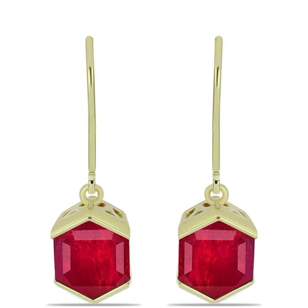Pendientes de Plata Bañada en Oro con Rubí de Madagascar 1 