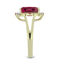 Anillo de Plata Bañada en Oro con Rubí de Madagascar y Topacio Blanco