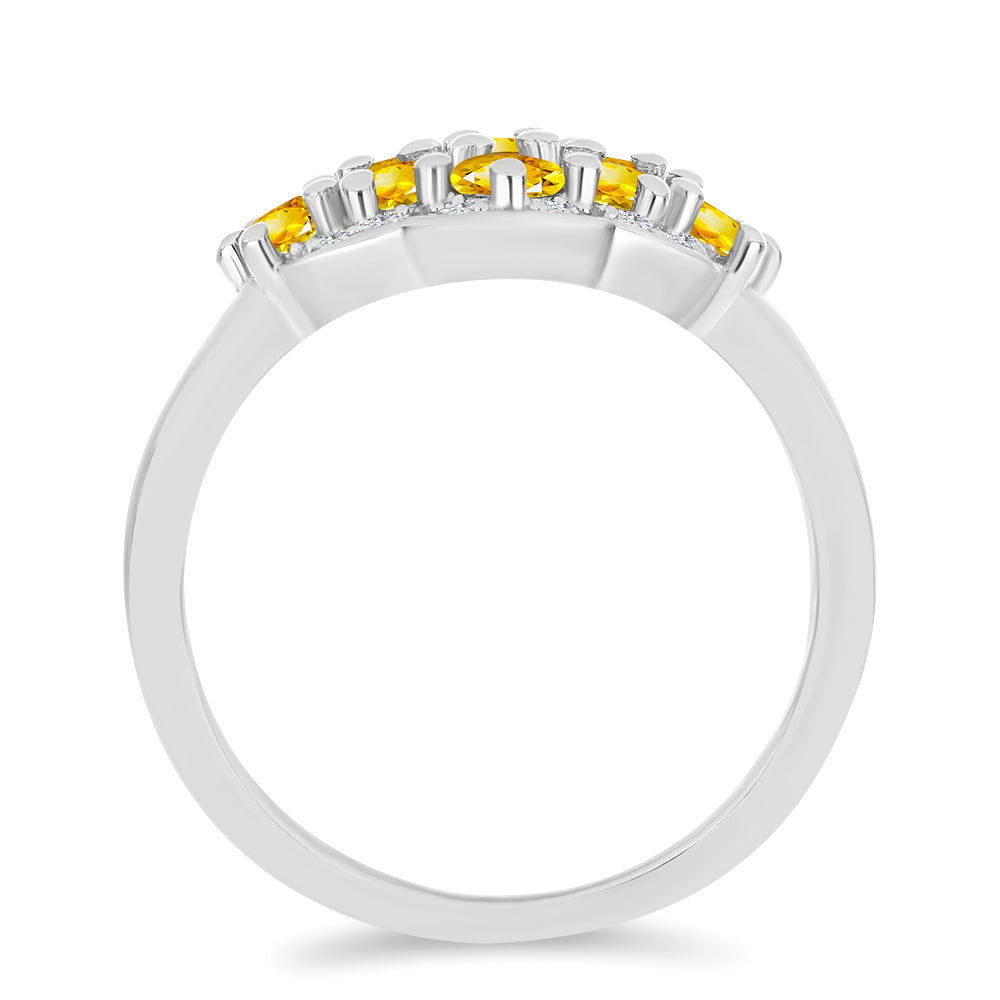 Anillo de Plata con Citrino de los Montes Urales y Topacio Blanco 2 